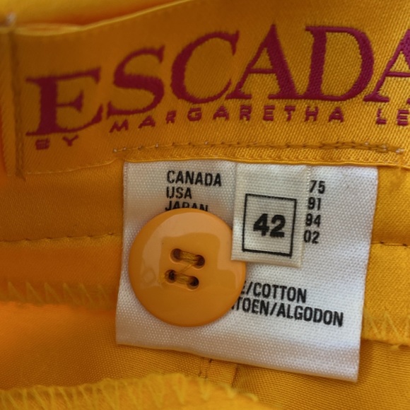 Vintage Escada Cotton Pant - Goldenrod - Size EU 42 - Picture 4 of 5